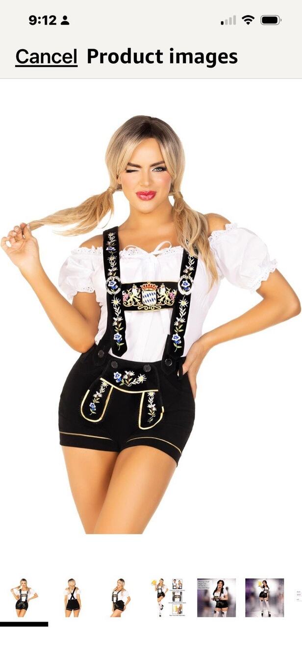 Leg Avenue Women's 2 Piece Edelweiss Lederhosen, White/Black, Medium